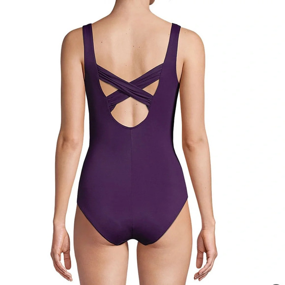 Lands’ End BlackBerry SlenderSuit Carmela Tummy Control Swimsuit. Size 10 DDD. - Picture 4 of 13